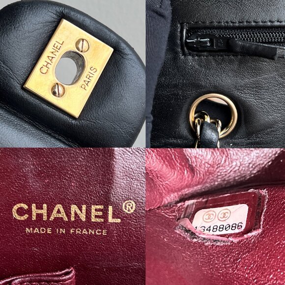 Authentic Chanel Double Flap Classic Medium Lambskin Black Shoulder Bag B0820 - Picture 13 of 16